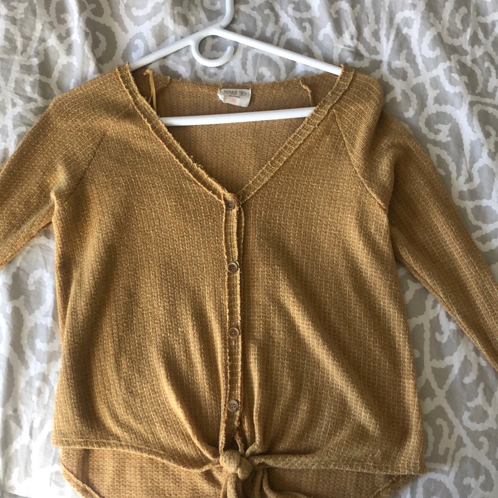 Yellow button up sweater